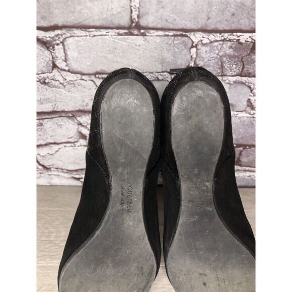 Aquatalia Black Suede Leather Wedge Back Zipper Booties Women’s Sz 8M US/38.5EU - Picture 7 of 16
